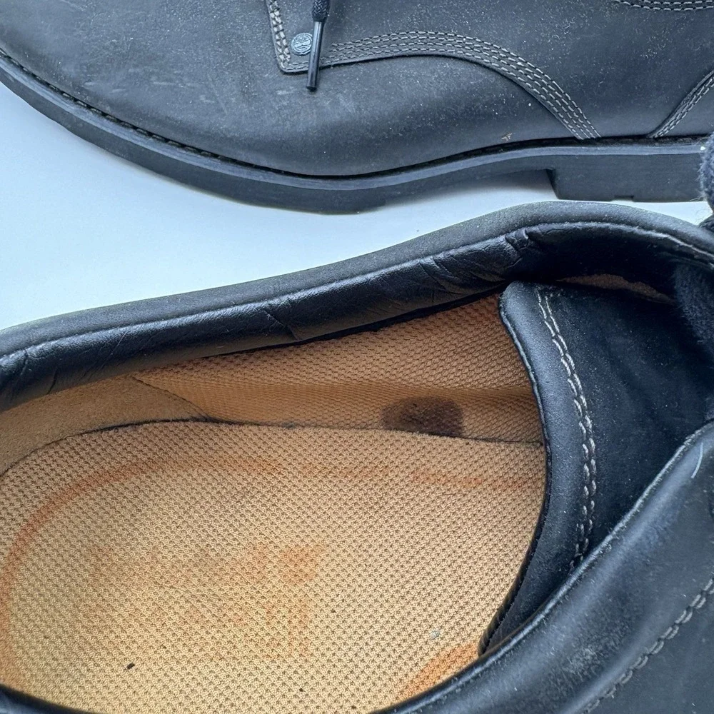 Timberland 95534 Mens 10.5M Black Leather Work Casual Oxford Scuffed Comfort